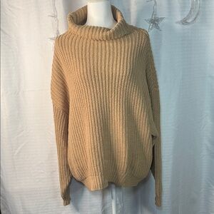 Elegant Tan Cowl Neck Sweater for Women